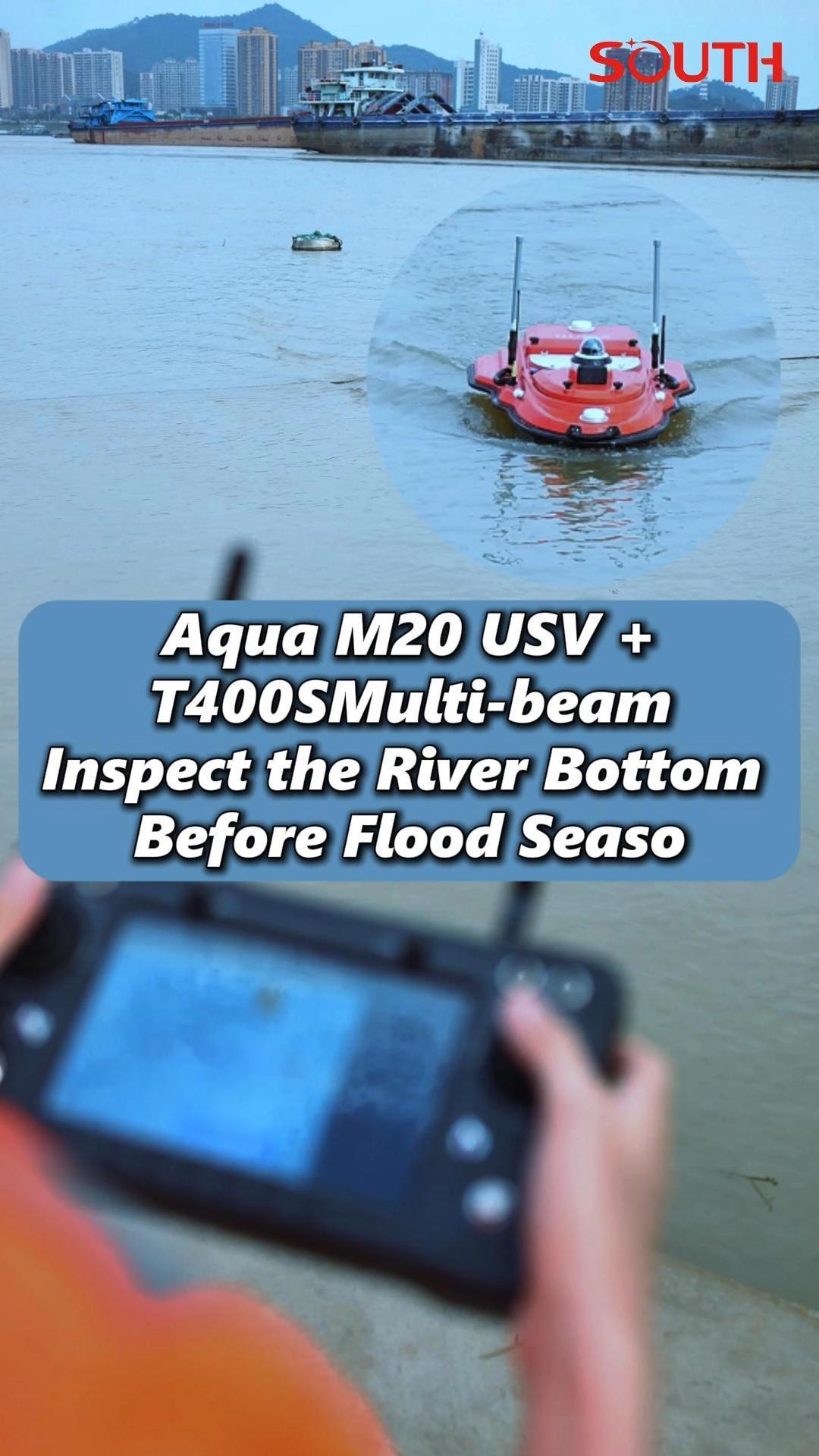 Aqua M20 USV + T400S Multi-beam Inspect the River Bottom Before Flood Season 